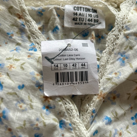 NWT Cotton On Floral Cotton Lace Cami Tank - Picture 3 of 5